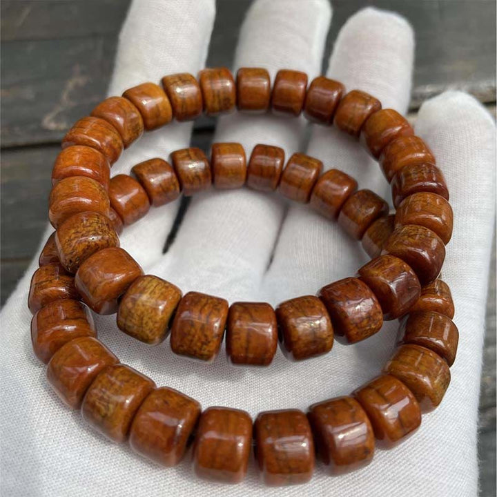Braccialetto di forza Buddha Stones di osso tibetane, perline Dzi a tre occhi, corno di pecora, agata rossa