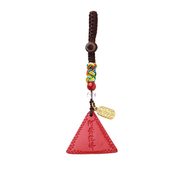 Buddha Stones Cinnabar Triangle Pattern Talisman Tieni lontani gli spiriti maligni Portachiavi