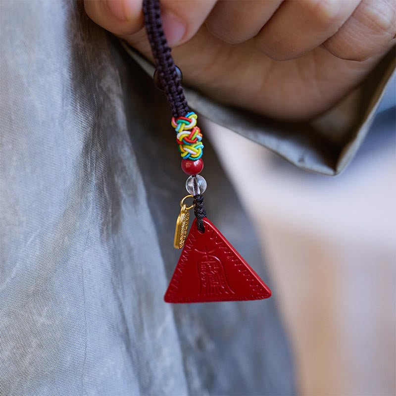 Buddha Stones Cinnabar Triangle Pattern Talisman Tieni lontani gli spiriti maligni Portachiavi