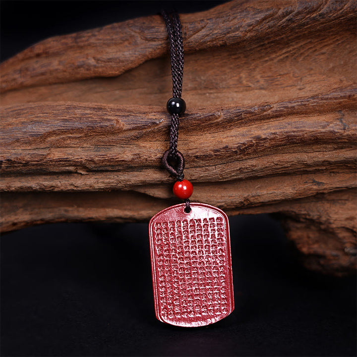 Collana con ciondolo in corda con benedizione incisa , Buddha Stones, cinabro, loto, cuore, Sutra - image 4