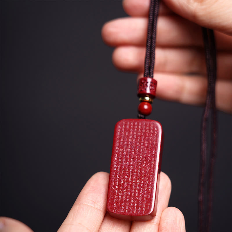Collana con ciondolo in corda con benedizione incisa , Buddha Stones, cinabro, loto, cuore, Sutra - image 16