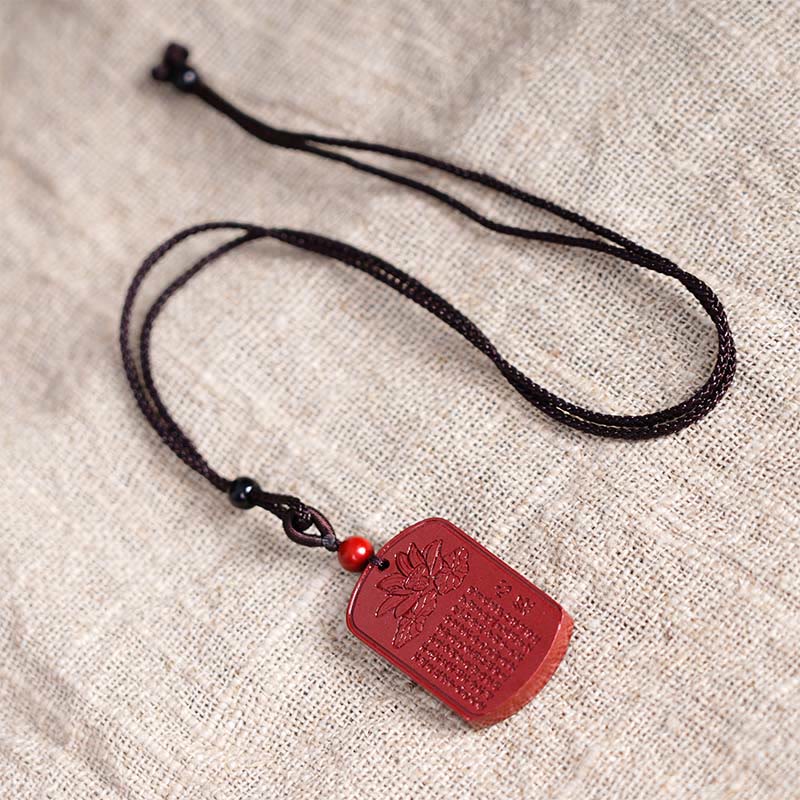 Collana con ciondolo in corda con benedizione incisa , Buddha Stones, cinabro, loto, cuore, Sutra - image 8