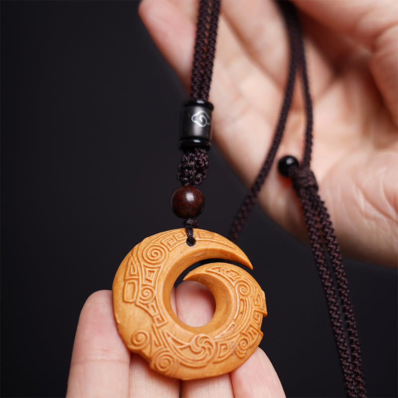 Buddha Stones Legno di ebano Sandalo La fortuna di una persona migliora Modello di design Collana con ciondolo di pace - image 12