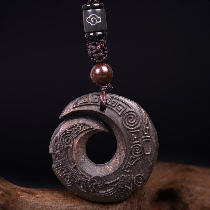 Buddha Stones Legno di ebano Sandalo La fortuna di una persona migliora Modello di design Collana con ciondolo di pace - image 5