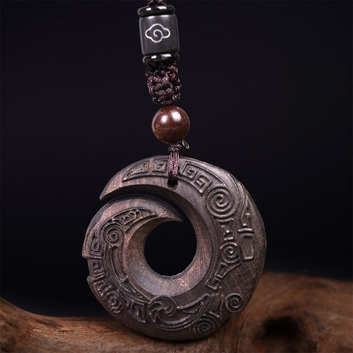 Buddha Stones Legno di ebano Sandalo La fortuna di una persona migliora Modello di design Collana con ciondolo di pace - image 5