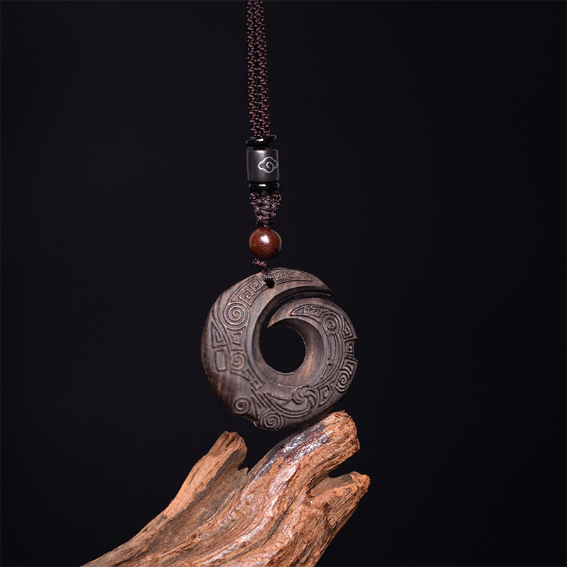 Buddha Stones Legno di ebano Sandalo La fortuna di una persona migliora Modello di design Collana con ciondolo di pace - image 3