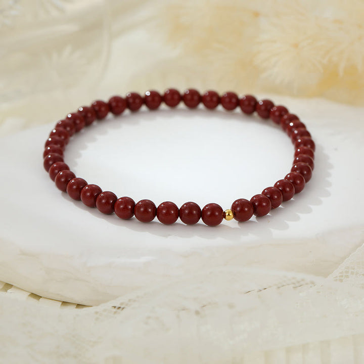 Buddha Stones 925 Sterling Silver Cinnabar Beads Benedizione Cavigliera