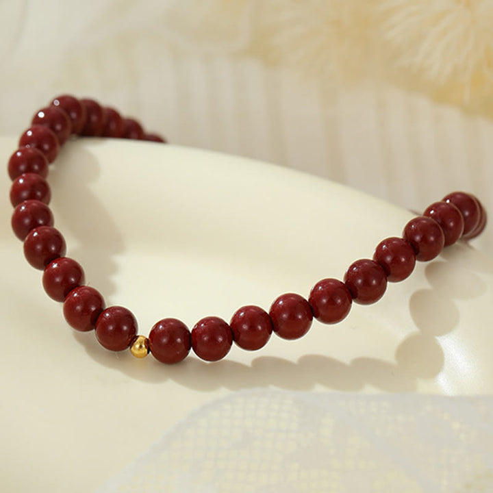 Buddha Stones 925 Sterling Silver Cinnabar Beads Benedizione Cavigliera