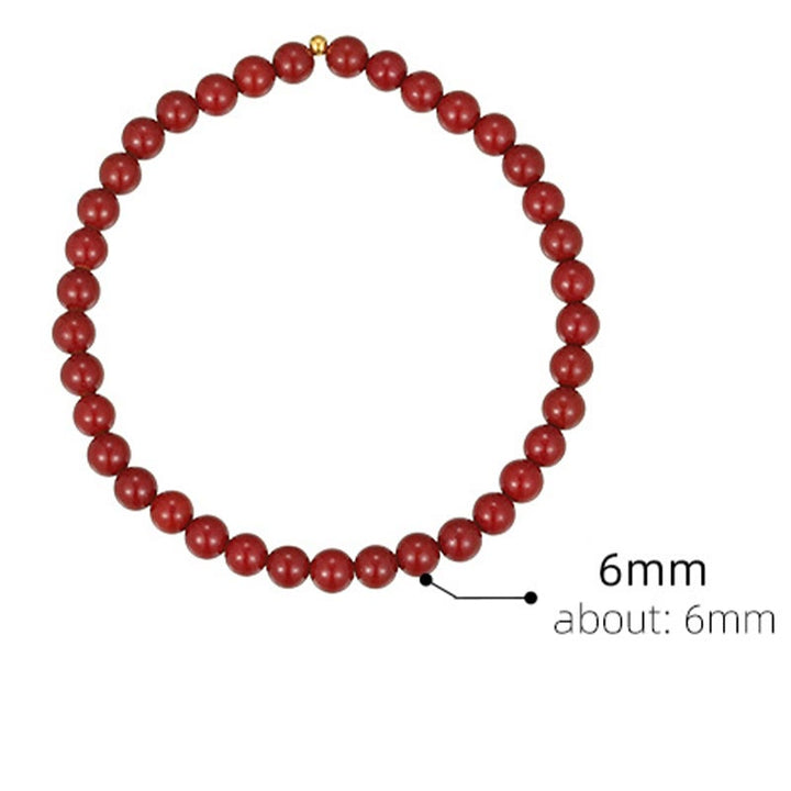 Buddha Stones 925 Sterling Silver Cinnabar Beads Benedizione Cavigliera