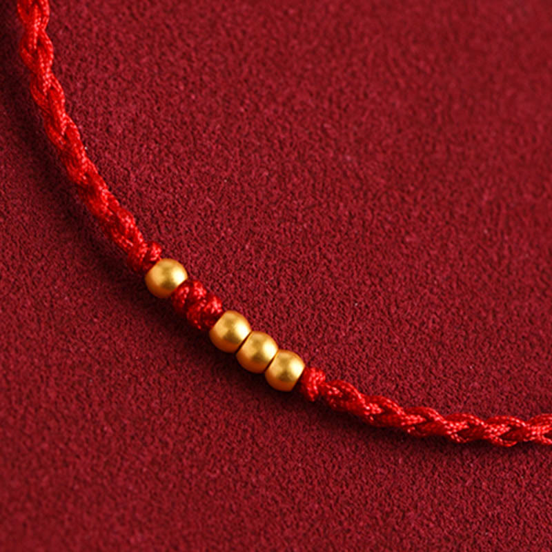 Braccialetto di coppia con protezione intrecciata in perline d'oro 999 Buddha Stones - image 4