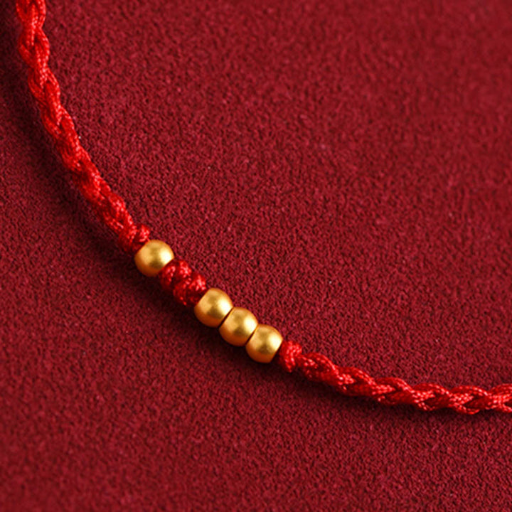 Braccialetto di coppia con protezione intrecciata in perline d'oro 999 Buddha Stones - image 4