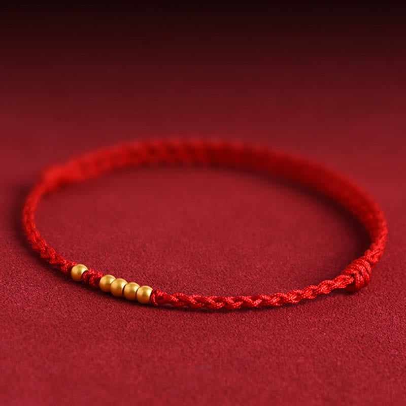 Braccialetto di coppia con protezione intrecciata in perline d'oro 999 Buddha Stones - image 10