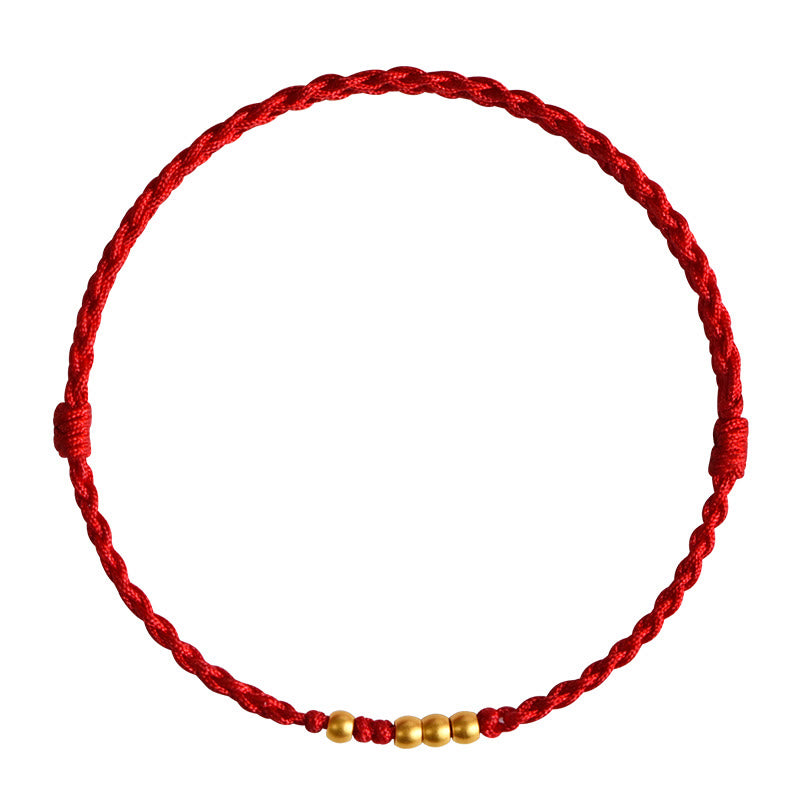 Braccialetto di coppia con protezione intrecciata in perline d'oro 999 Buddha Stones - image 8