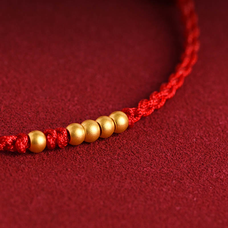 Braccialetto di coppia con protezione intrecciata in perline d'oro 999 Buddha Stones - image 13