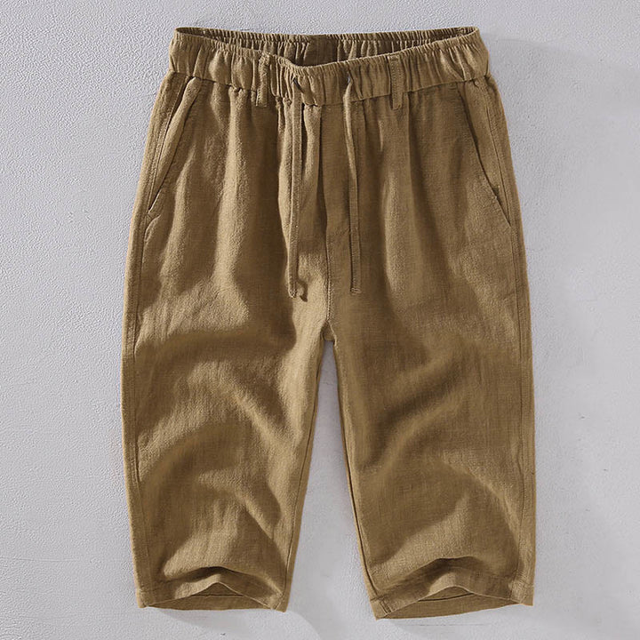 Pantaloni corti da uomo Buddha Stones in ramia e lino, tinta unita, con coulisse e tasche. - Legno robusto - US/UK/AU42, EU52 (3XL)  - image 12