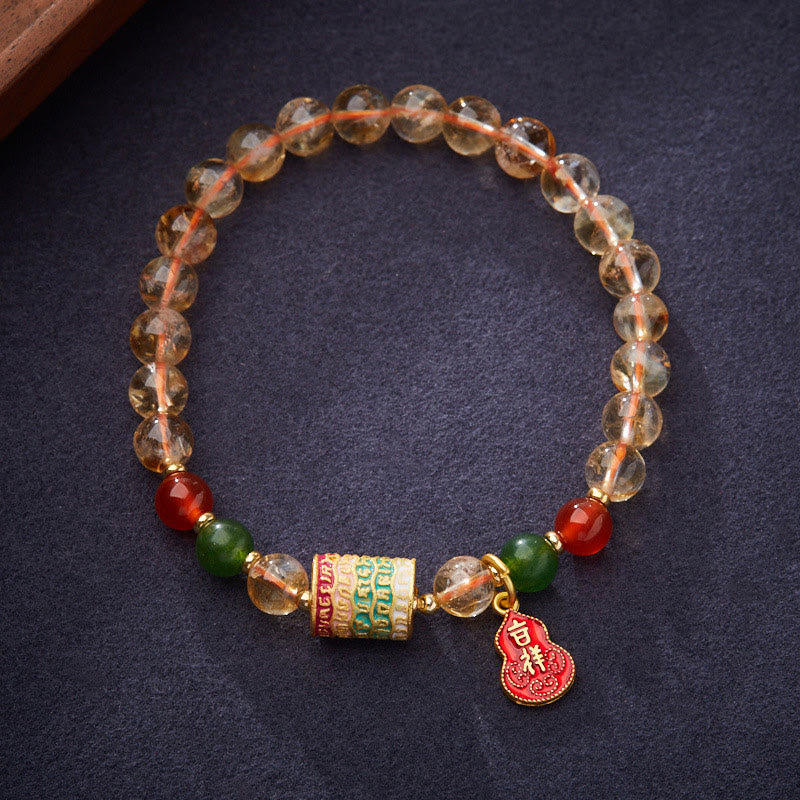Braccialetto di protezione in agata rossa naturale citrino verde calcedonio Buddha Stones