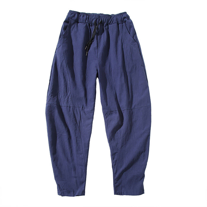 Pantaloni casual da uomo in cotone tinta unita con coulisse e tasche, con stampa Buddha Stones. - image 14