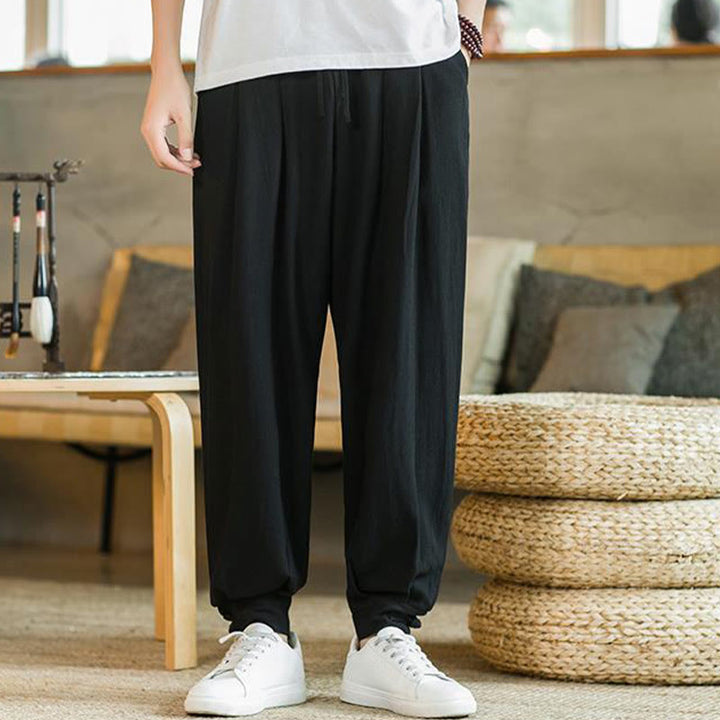 Pantaloni affusolati da uomo in cotone e lino con tasche , Buddha Stones Summer Plain - image 23