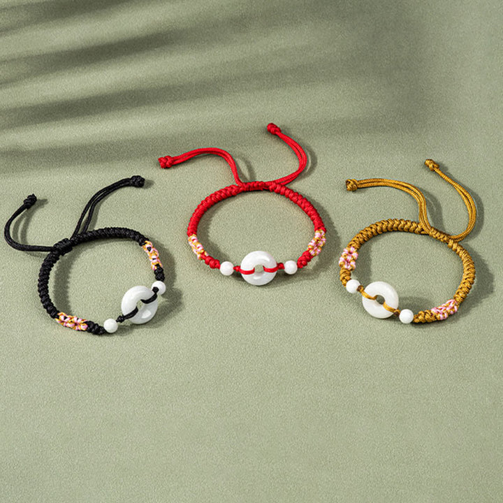 Braccialetto di corda rossa Buddha Stones Jade Luck Abbondanza