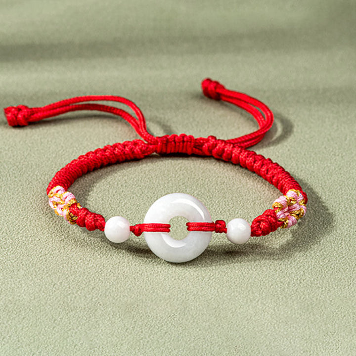 Braccialetto di corda rossa Buddha Stones Jade Luck Abbondanza