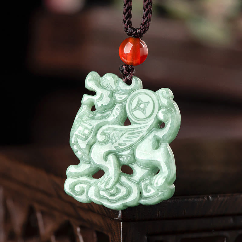Collana con ciondolo in corda di giada PiXiu con Buddha Stones e fortuna - image 2