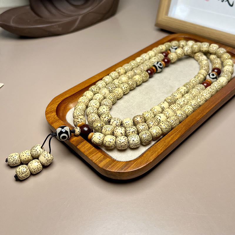 Buddha Stones 108 Mala Beads Bodhi Seed Dzi Bead Keep Away Evil Spirits Bracciale