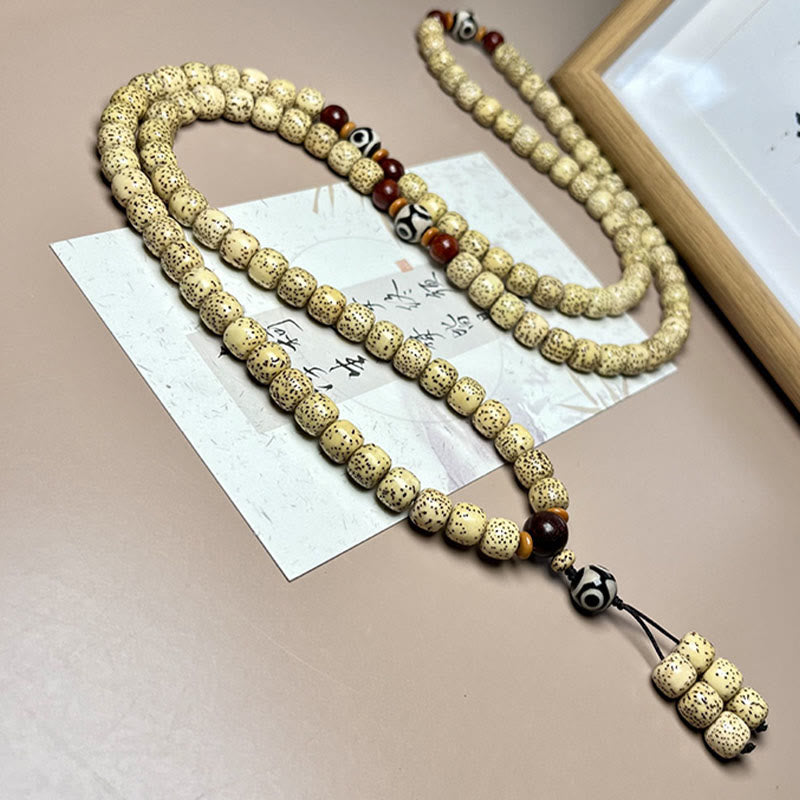 Buddha Stones 108 Mala Beads Bodhi Seed Dzi Bead Keep Away Evil Spirits Bracciale