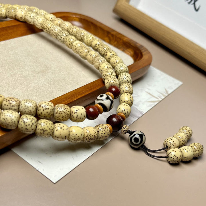 Buddha Stones 108 Mala Beads Bodhi Seed Dzi Bead Keep Away Evil Spirits Bracciale