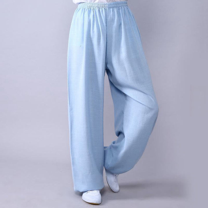 Pantaloni unisex in cotone e lino con elastico in vita, Buddha Stones , per la pratica del Tai Chi Qigong - Ciano chiaro - 3XL- ADATTO A USA/ UK/AU/ EU- 2XL - image 14