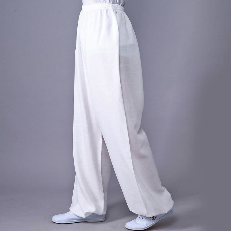 Pantaloni unisex in cotone e lino con elastico in vita, Buddha Stones , per la pratica del Tai Chi Qigong - Bianco - 3XL- ADATTO A USA/ UK/AU/ EU- 2XL - image 15