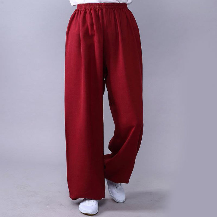 Pantaloni unisex in cotone e lino con elastico in vita, Buddha Stones , per la pratica del Tai Chi Qigong - Cremisi - 3XL- ADATTO A USA/ UK/AU/ EU- 2XL - image 18