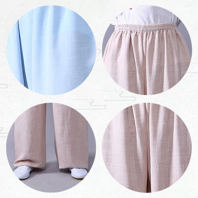 Pantaloni unisex in cotone e lino con elastico in vita, Buddha Stones , per la pratica del Tai Chi Qigong - image 9