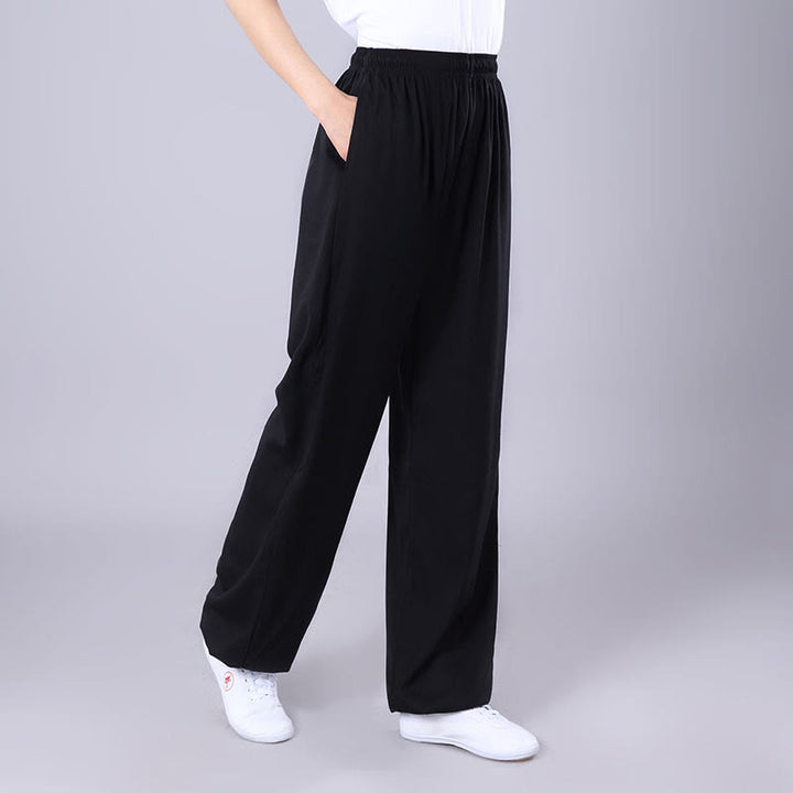Pantaloni estivi unisex Buddha Stones con elastico in vita, traspiranti, per Tai Chi e Qigong, con tasche. - Nero - 3XL- ADATTO A USA/ UK/AU/ EU- 2XL - image 7