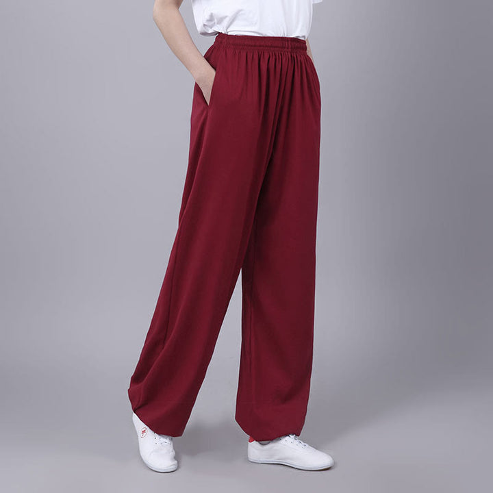 Pantaloni estivi unisex Buddha Stones con elastico in vita, traspiranti, per Tai Chi e Qigong, con tasche. - Rosso Indiano - 3XL- ADATTO A USA/ UK/AU/ EU- 2XL - image 13