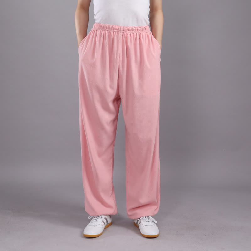 Pantaloni estivi unisex Buddha Stones con elastico in vita, traspiranti, per Tai Chi e Qigong, con tasche. - Rosa - 3XL- ADATTO A USA/ UK/AU/ EU- 2XL - image 24