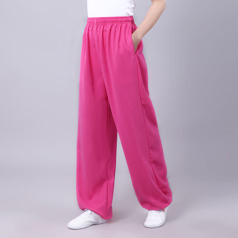 Pantaloni estivi unisex Buddha Stones con elastico in vita, traspiranti, per Tai Chi e Qigong, con tasche. - Rosa acceso - 3XL- ADATTO A USA/ UK/AU/ EU- 2XL - image 18