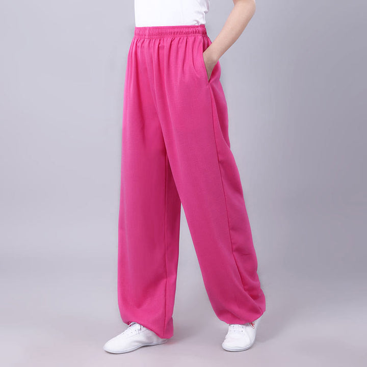 Pantaloni estivi unisex Buddha Stones con elastico in vita, traspiranti, per Tai Chi e Qigong, con tasche. - Rosa acceso - 3XL- ADATTO A USA/ UK/AU/ EU- 2XL - image 18