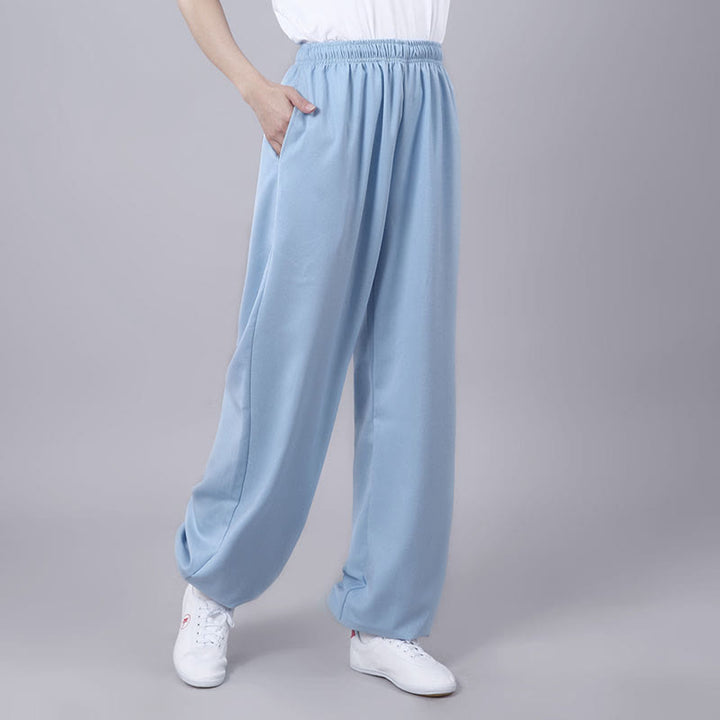 Pantaloni estivi unisex Buddha Stones con elastico in vita, traspiranti, per Tai Chi e Qigong, con tasche. - Cielo Blu - 3XL- ADATTO A USA/ UK/AU/ EU- 2XL - image 20