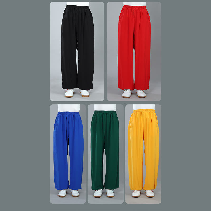 Buddha Stones da allenamento in cotone traspirante con tasche, unisex, elastici in vita, per Tai Chi, Kung Fu e Qigong - image 19