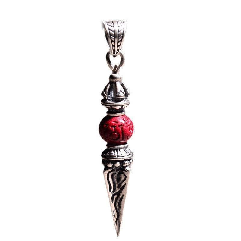 Buddha Stones Cinnabar Sanscrito Dorje Vajra Modello Benedizione Collana Pendente - image 8