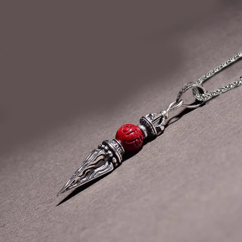 Buddha Stones Cinnabar Sanscrito Dorje Vajra Modello Benedizione Collana Pendente - image 3