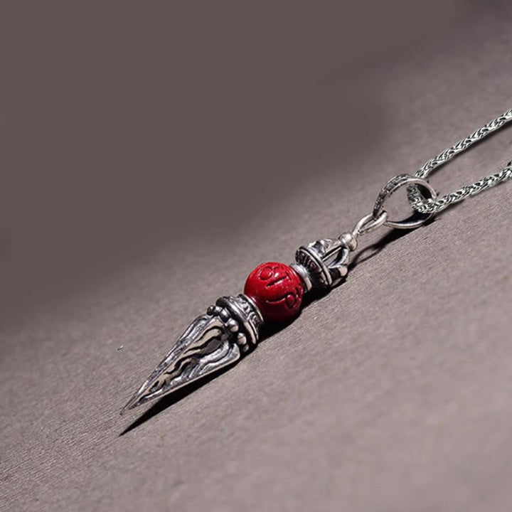 Buddha Stones Cinnabar Sanscrito Dorje Vajra Modello Benedizione Collana Pendente - image 3