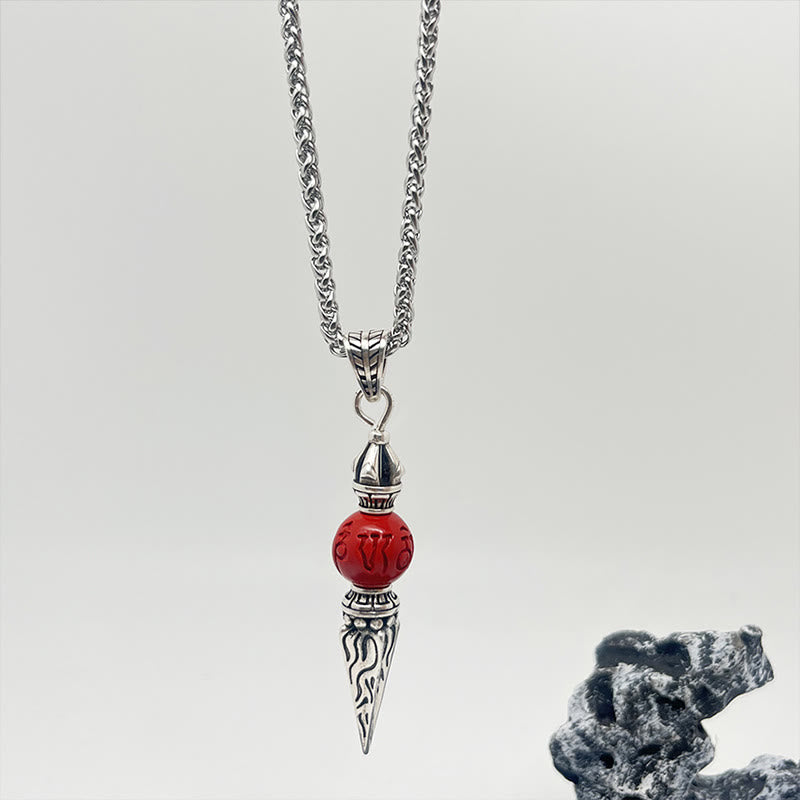 Buddha Stones Cinnabar Sanscrito Dorje Vajra Modello Benedizione Collana Pendente - image 4