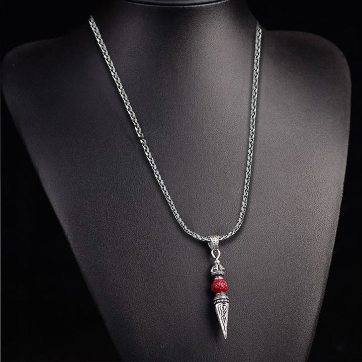 Buddha Stones Cinnabar Sanscrito Dorje Vajra Modello Benedizione Collana Pendente - image 6