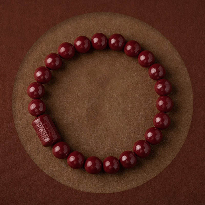 Braccialetto di benedizione del Sutra del cuore di cinabro naturale Buddha Stones