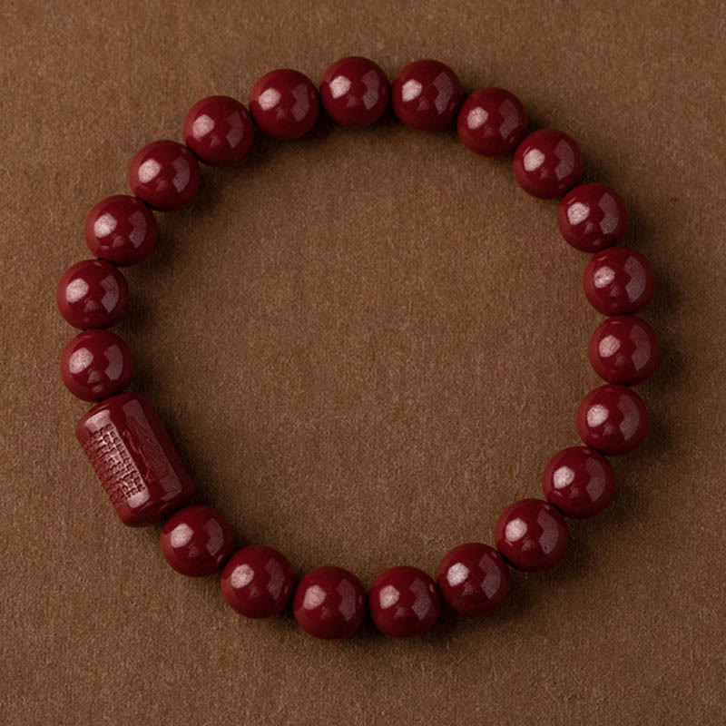 Braccialetto di benedizione del Sutra del cuore di cinabro naturale Buddha Stones