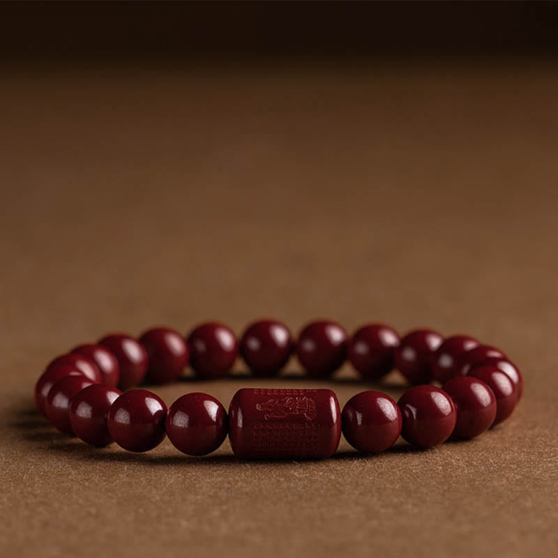 Braccialetto di benedizione del Sutra del cuore di cinabro naturale Buddha Stones