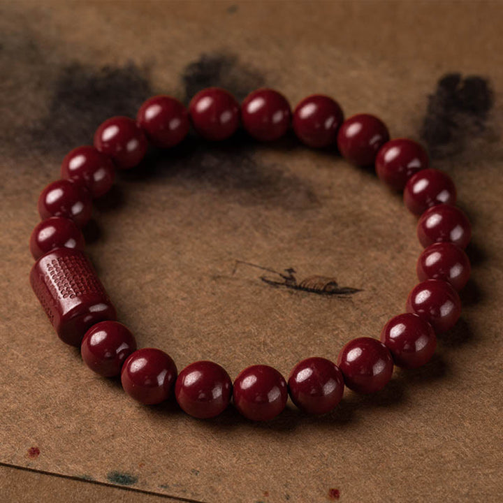 Braccialetto di benedizione del Sutra del cuore di cinabro naturale Buddha Stones