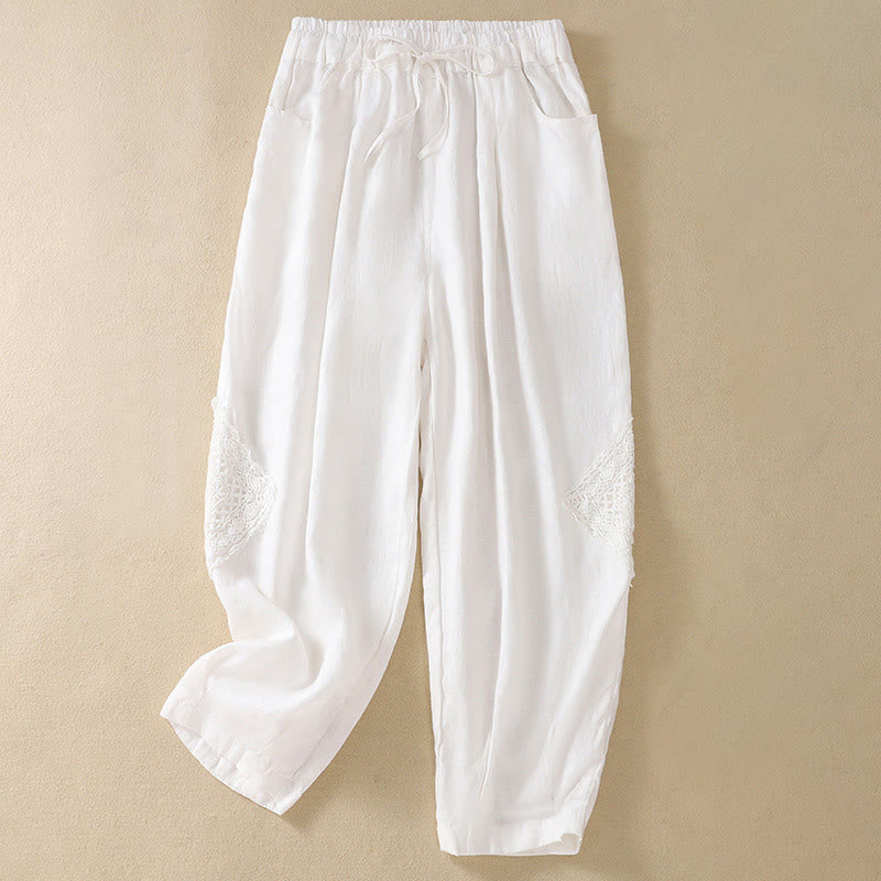 Pantaloni harem da donna estivi con coulisse e tasche Buddha Stones - Bianco - US8-10, UK/AU12-14, EU40-42 (2XL) - image 2