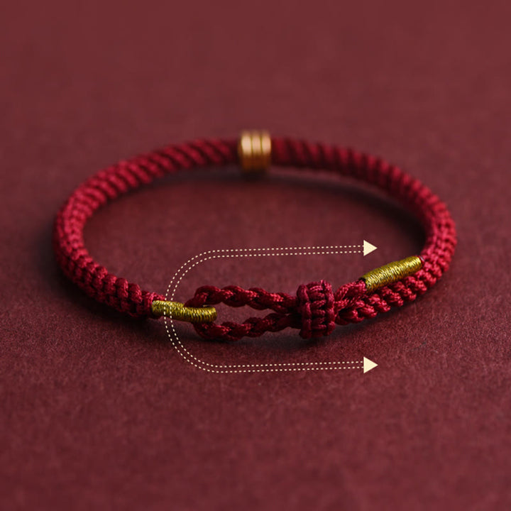 Braccialetto in corda intrecciata con design a triplo anello in oro 999 Buddha Stones - image 4